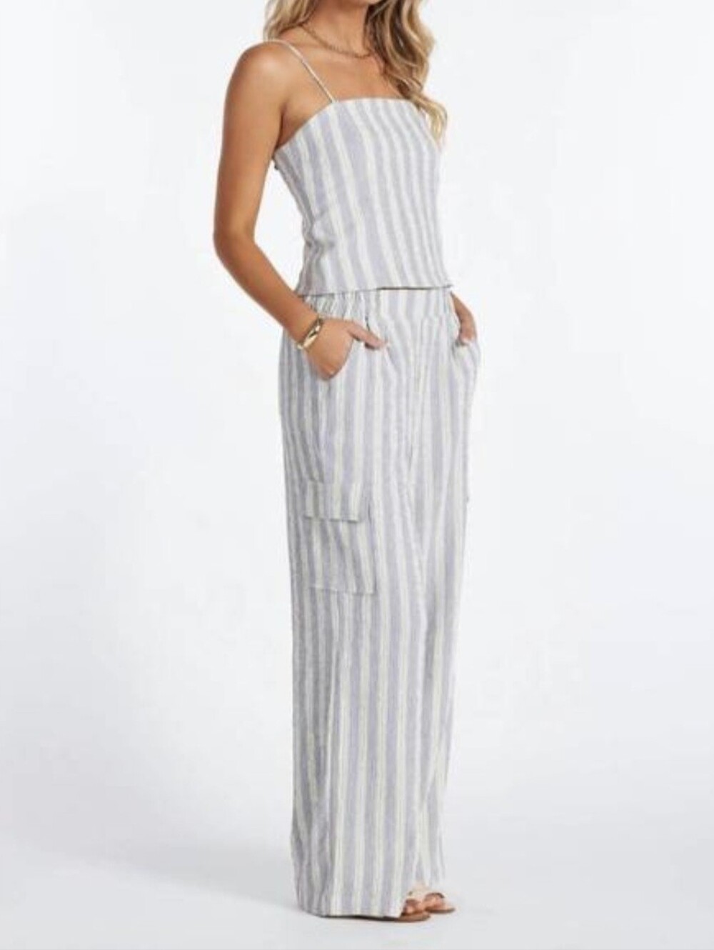 NEW Bishop + Young Pants Blue Lagoon Stripe Cargo Size XS